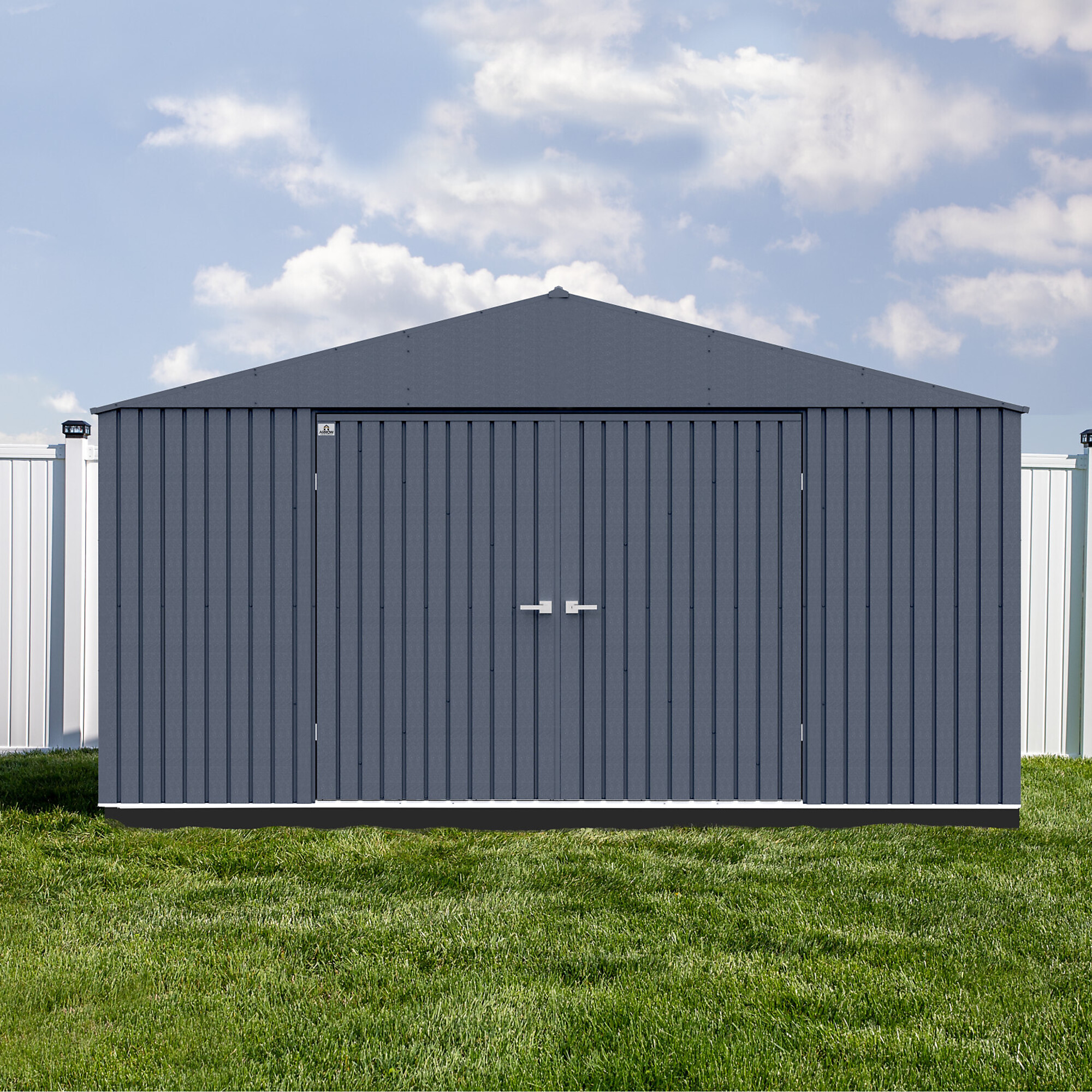 Arrow Storage Products, Elite Steel Storage Shed, 14x14, Anthracite, Length 14.1 ft, Width 14.2 ft, Model# EG1414AN